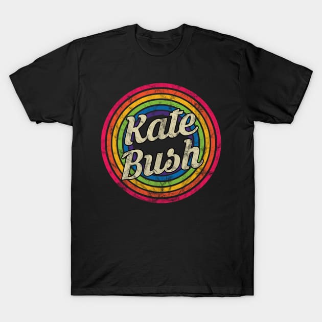 Kate Bush - Retro Rainbow Faded-Style T-Shirt by MaydenArt